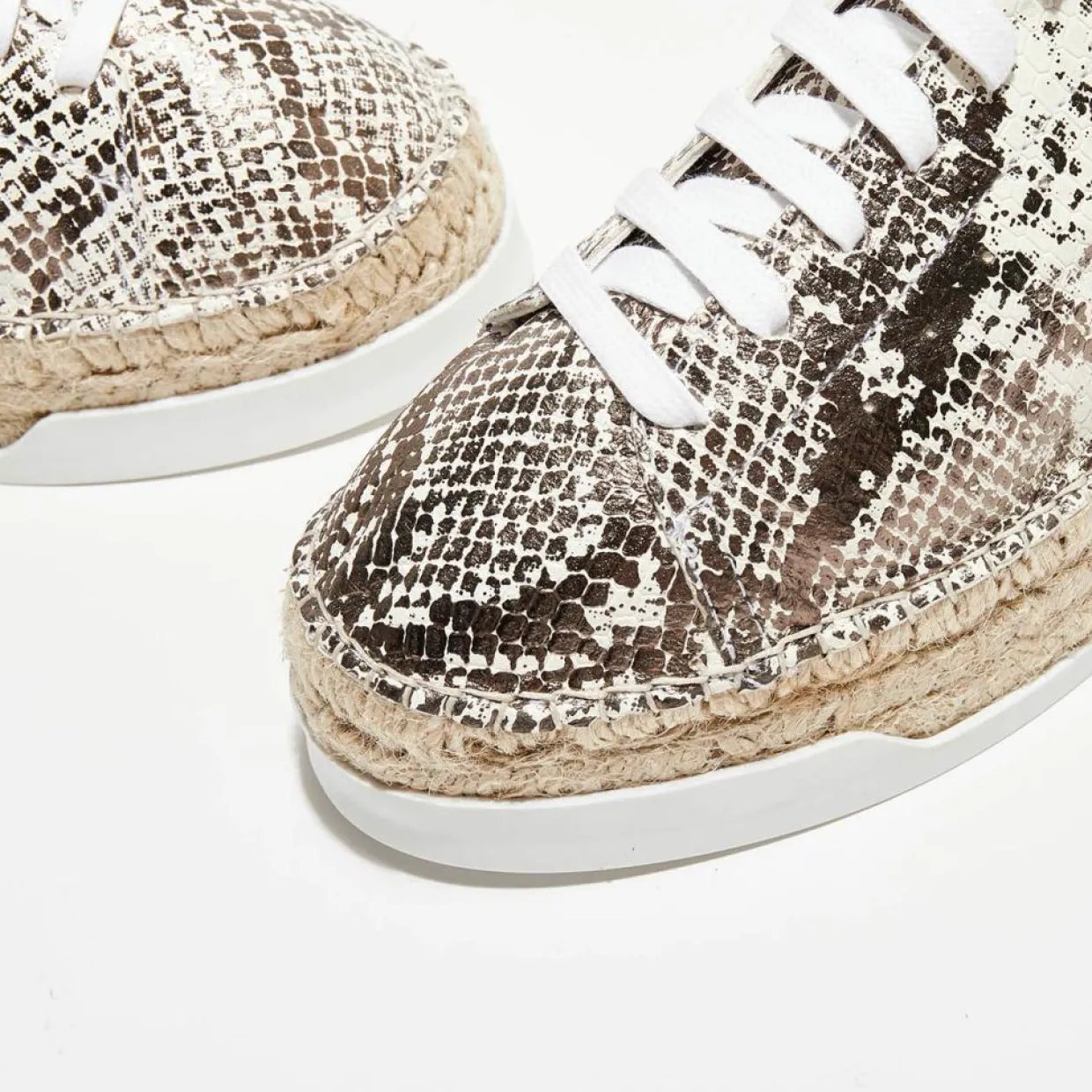 Femme Canal Saint Martin Baskets^Baskets espadrilles en Cuir Lancry python blanc/doré