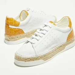 Baskets espadrilles en Cuir Lancry blanc/jaune-Canal Saint Martin Outlet