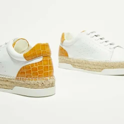 Baskets espadrilles en Cuir Lancry blanc/jaune-Canal Saint Martin Outlet