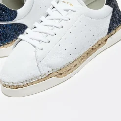 Femme Canal Saint Martin Baskets^Baskets espadrilles en Cuir Lancry glitter blanc/bleu