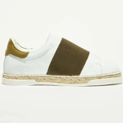 Femme Canal Saint Martin Baskets^Baskets espadrilles en Cuir Lancry blanc/kaki foncé