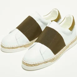 Femme Canal Saint Martin Baskets^Baskets espadrilles en Cuir Lancry blanc/kaki foncé