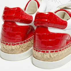 Femme Canal Saint Martin Baskets^Baskets espadrilles en Cuir Lancry blanc/rouge