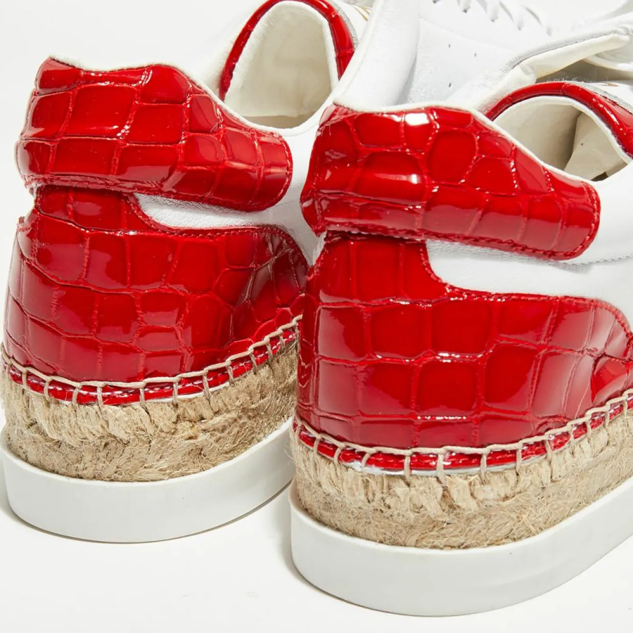 Femme Canal Saint Martin Baskets^Baskets espadrilles en Cuir Lancry blanc/rouge