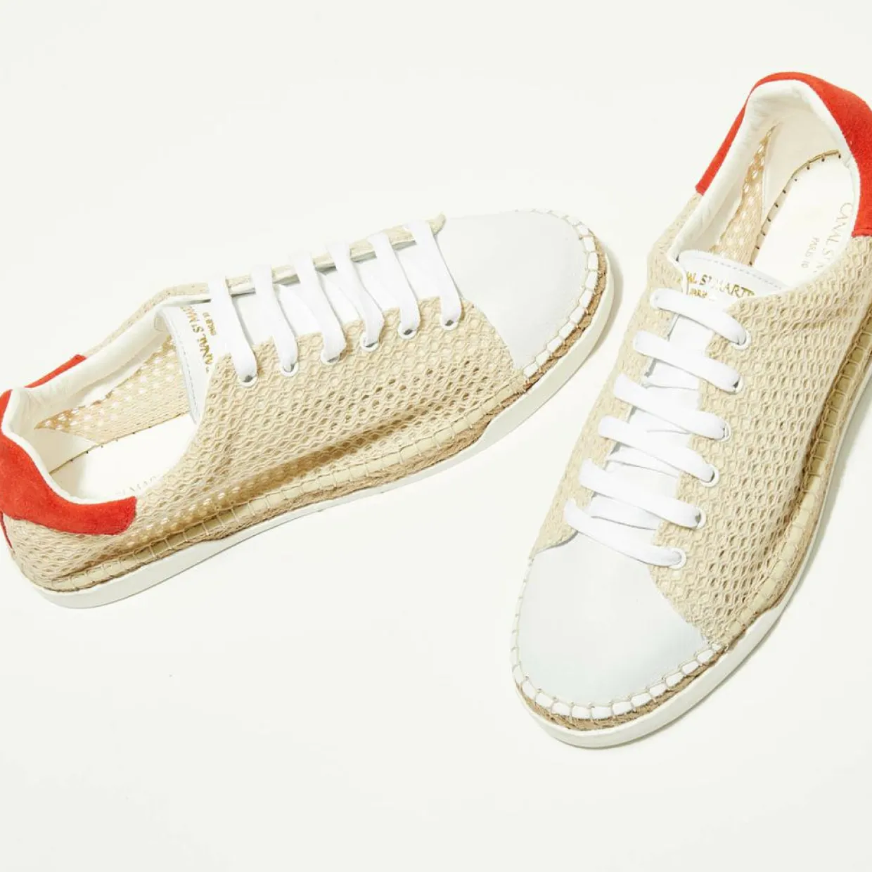 Baskets espadrilles en Cuir & Toile Lancry Beach beiges-Canal Saint Martin Clearance