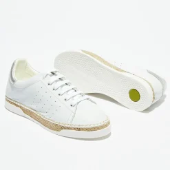 Baskets espadrilles en Cuir Lancry blanc/argenté-Canal Saint Martin Outlet