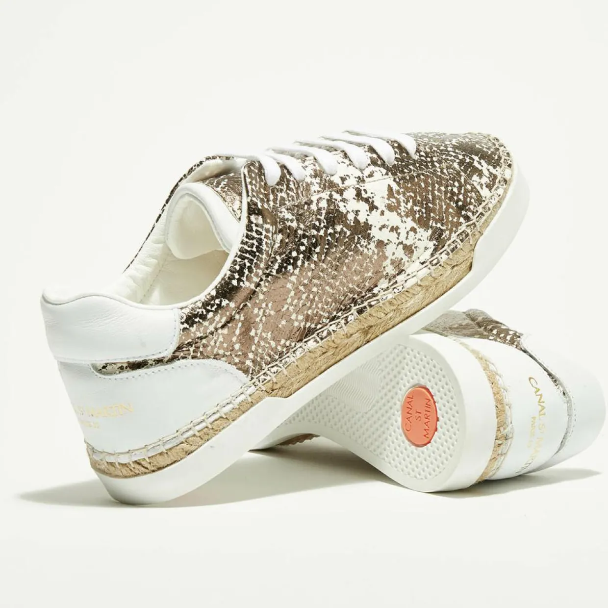 Femme Canal Saint Martin Baskets^Baskets espadrilles en Cuir Lancry python marron