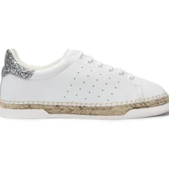 Baskets espadrilles en Cuir Lancry Glitter blanc/argenté-Canal Saint Martin Online