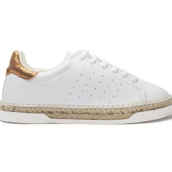 Baskets espadrilles en Cuir Lancry Roma blanc/doré-Canal Saint Martin Outlet