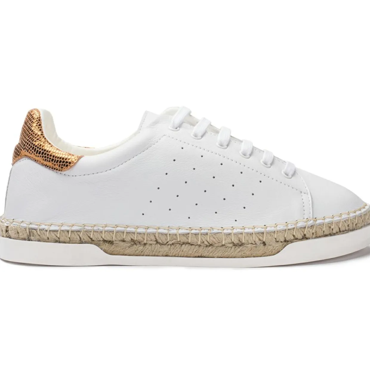 Baskets espadrilles en Cuir Lancry Roma blanc/doré-Canal Saint Martin Outlet