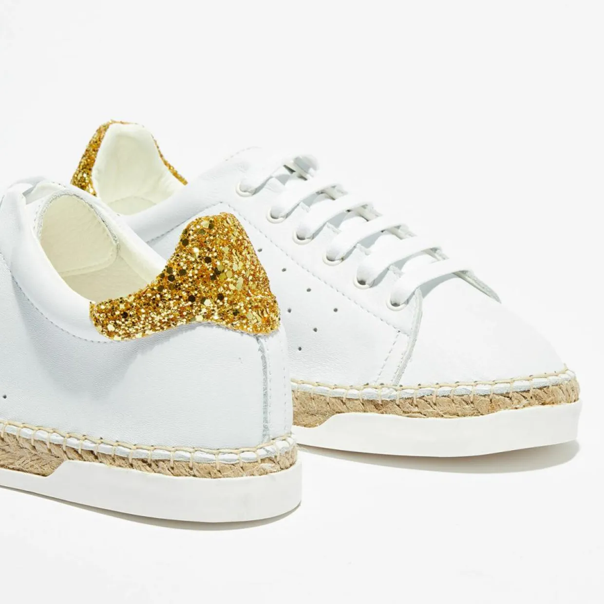 Baskets espadrilles en Cuir Lancry Glitter blanc/doré-Canal Saint Martin Hot