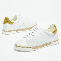 Baskets espadrilles en Cuir Lancry Glitter blanc/doré-Canal Saint Martin Hot