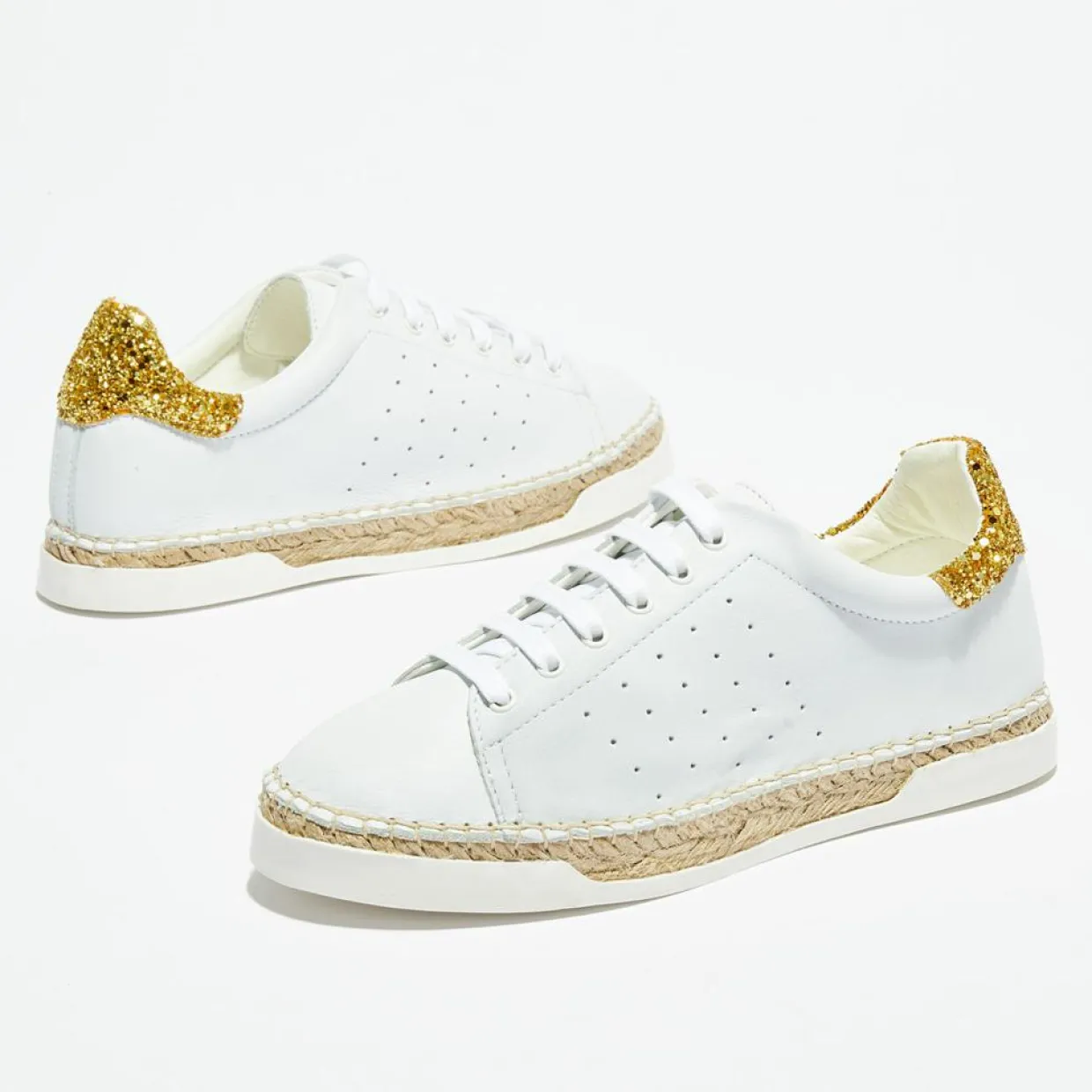 Baskets espadrilles en Cuir Lancry Glitter blanc/doré-Canal Saint Martin Hot