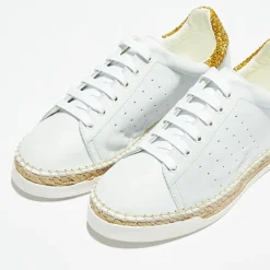 Baskets espadrilles en Cuir Lancry Glitter blanc/doré-Canal Saint Martin Hot