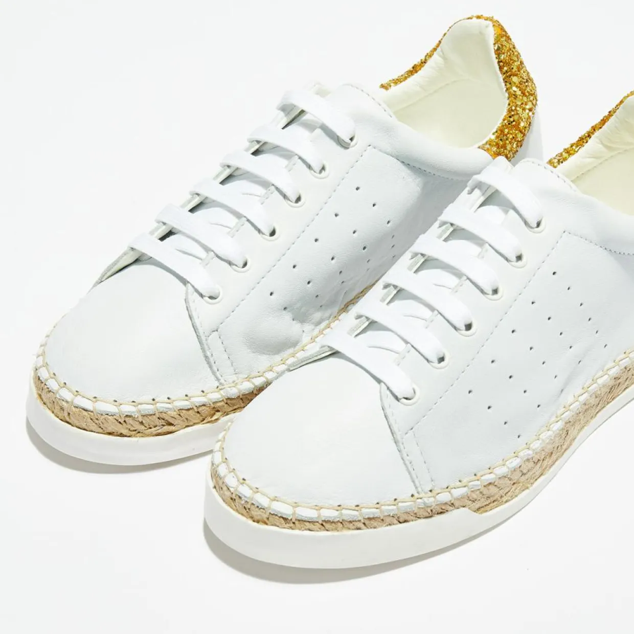 Baskets espadrilles en Cuir Lancry Glitter blanc/doré-Canal Saint Martin Hot