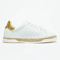 Baskets espadrilles en Cuir Lancry Glitter blanc/doré-Canal Saint Martin Hot