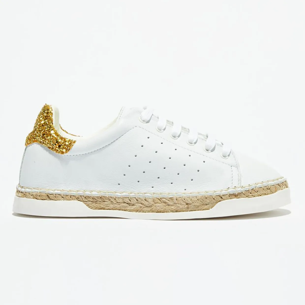 Baskets espadrilles en Cuir Lancry Glitter blanc/doré-Canal Saint Martin Hot