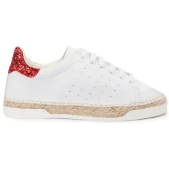 Baskets espadrilles en Cuir Lancry Glitter blanc/rouge-Canal Saint Martin Hot