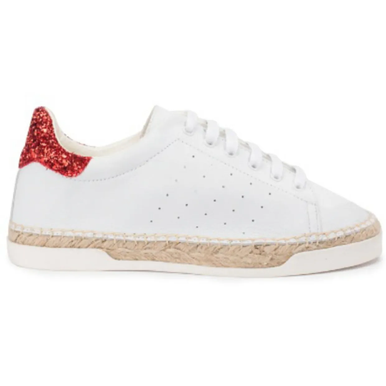 Baskets espadrilles en Cuir Lancry Glitter blanc/rouge-Canal Saint Martin Hot