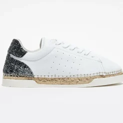 Baskets espadrilles en Cuir Lancry glitter blanc/vert-Canal Saint Martin Online