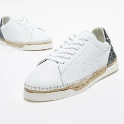 Baskets espadrilles en Cuir Lancry glitter blanc/vert-Canal Saint Martin Online