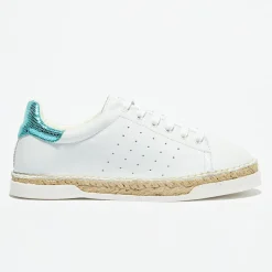 Femme Canal Saint Martin Baskets^Baskets espadrilles en Cuir Lancry Roma blanc/bleu acqua