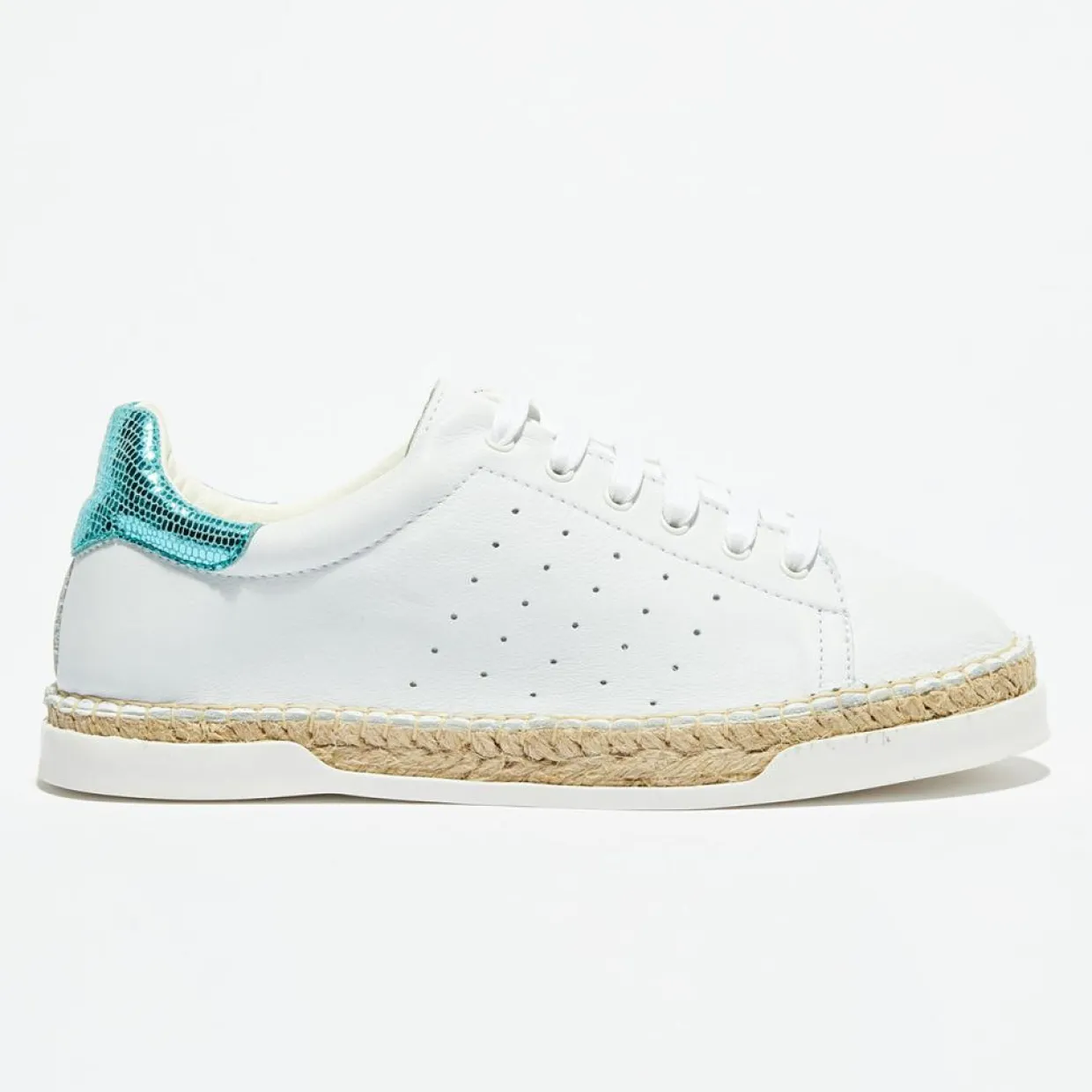 Femme Canal Saint Martin Baskets^Baskets espadrilles en Cuir Lancry Roma blanc/bleu acqua