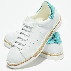 Femme Canal Saint Martin Baskets^Baskets espadrilles en Cuir Lancry Roma blanc/bleu acqua