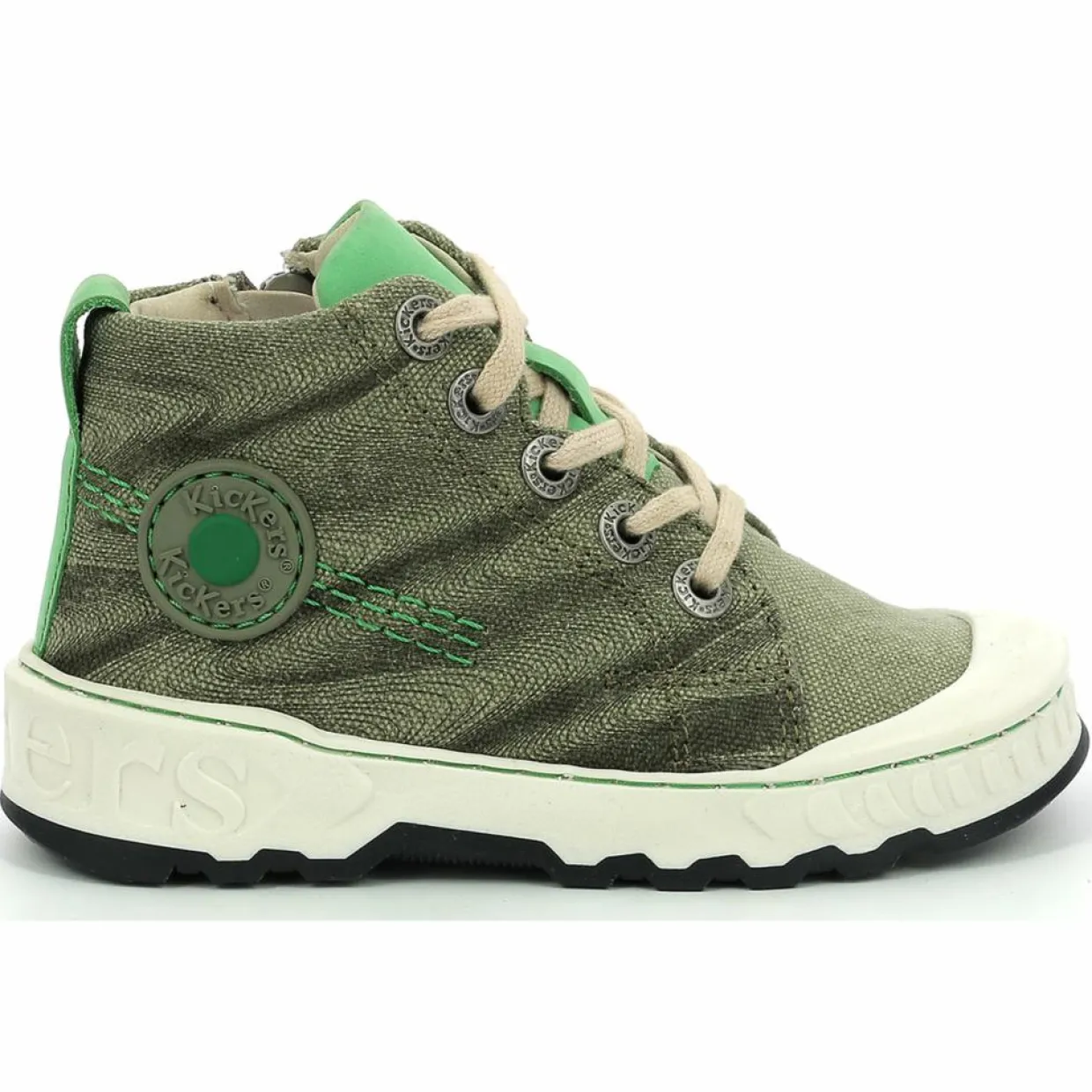 Enfant Kickers Garçon^Baskets Kickrup kaki/gris
