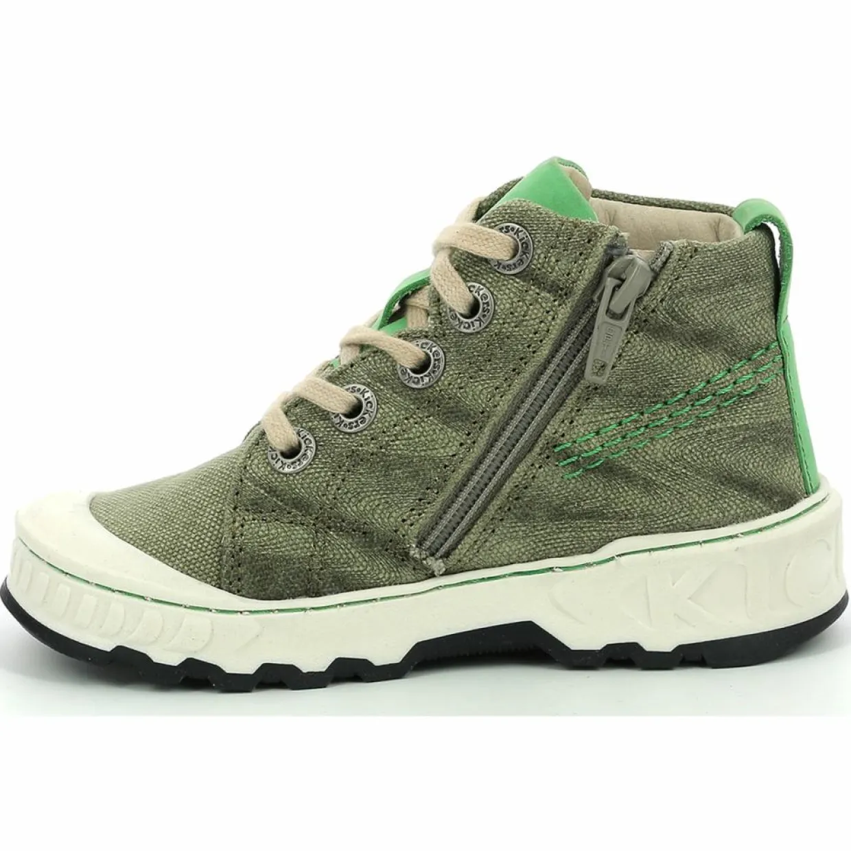 Enfant Kickers Garçon^Baskets Kickrup kaki/gris