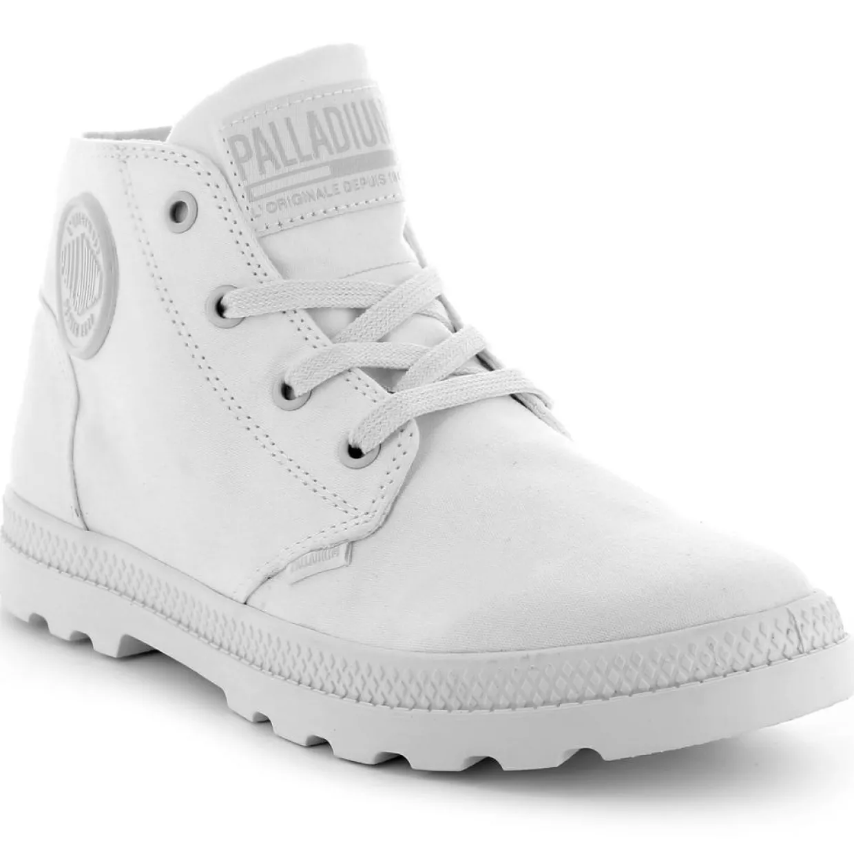 Femme Palladium Bottines^Baskets montantes en Toile Pampa Free blanches