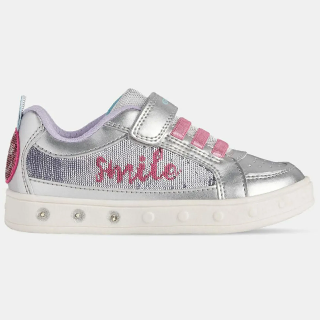 Baskets Skylin à scratchs métallisé argentées-Geox Sale