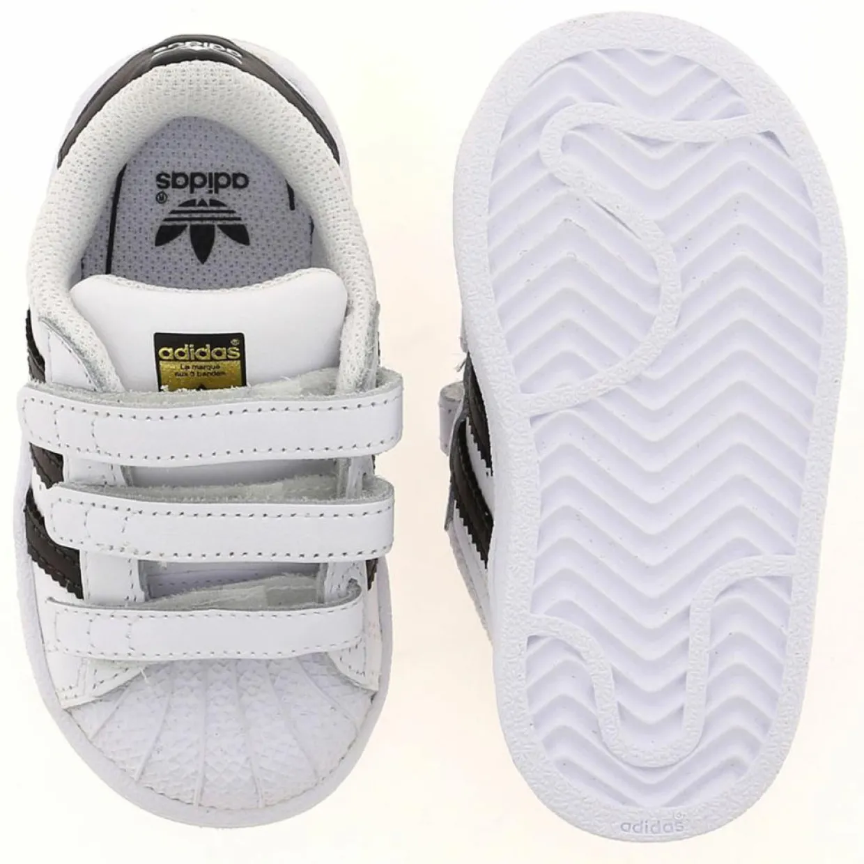 Enfant Adidas Bébé^Baskets Superstar en Cuir à scratch blanc/noir