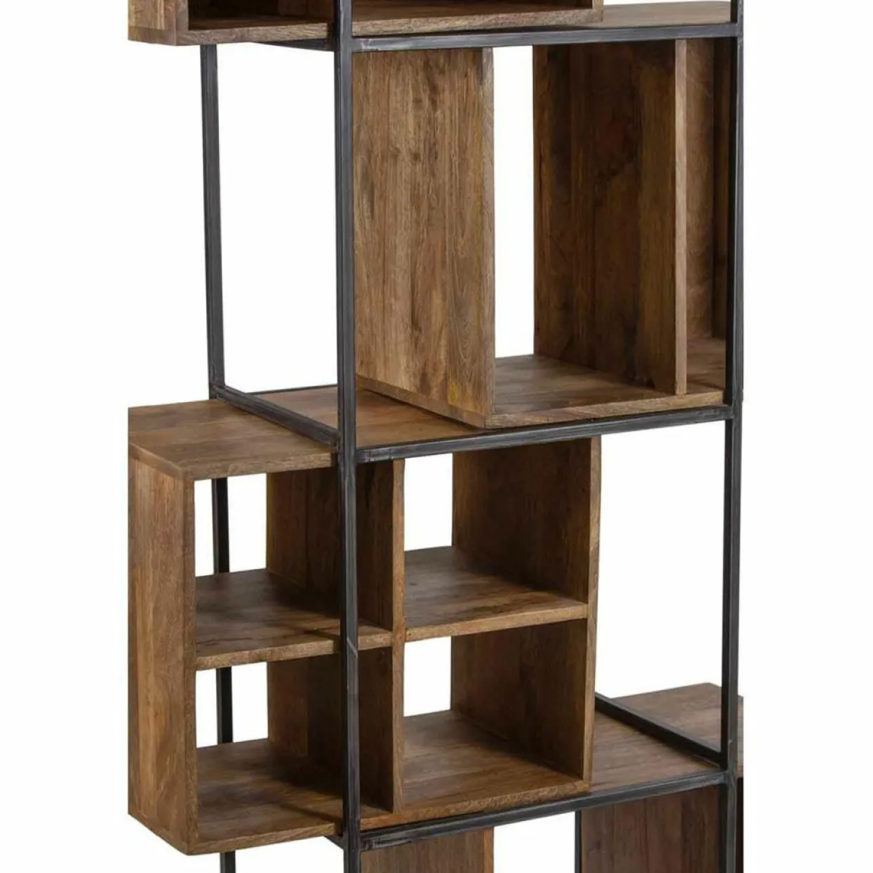 Bois & Chiffons Meubles De Rangement^Bibliothèque 10 cases manguier stockholm naturel ciré - 85x35x180 cm