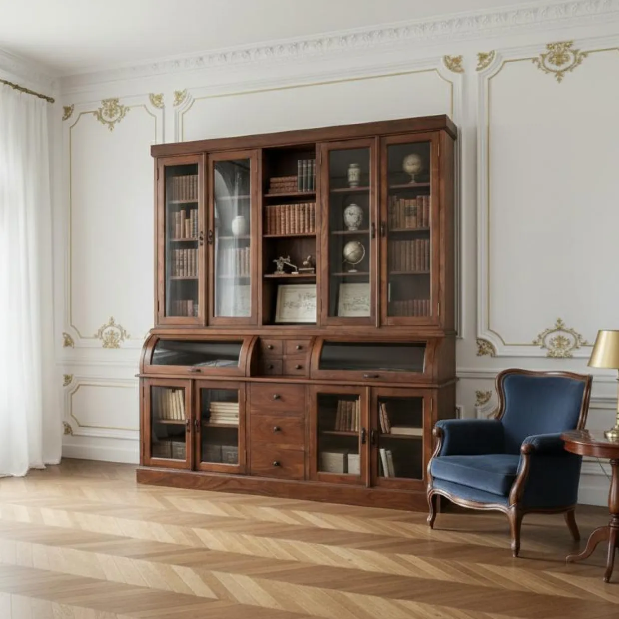 Bois & Chiffons Bureaux^Bibliothèque 2 corps grand modèle Acacia Cara Marron - 209x52x232 cm