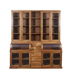 Bois & Chiffons Bureaux^Bibliothèque 2 corps grand modèle Acacia Cara Marron - 209x52x232 cm