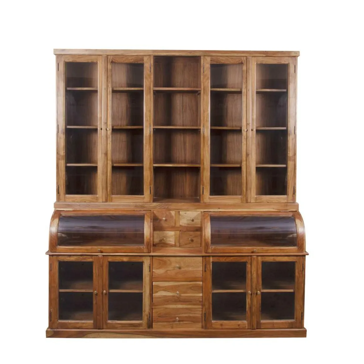 Bois & Chiffons Bureaux^Bibliothèque 2 corps grand modèle Acacia Cara Marron - 209x52x232 cm