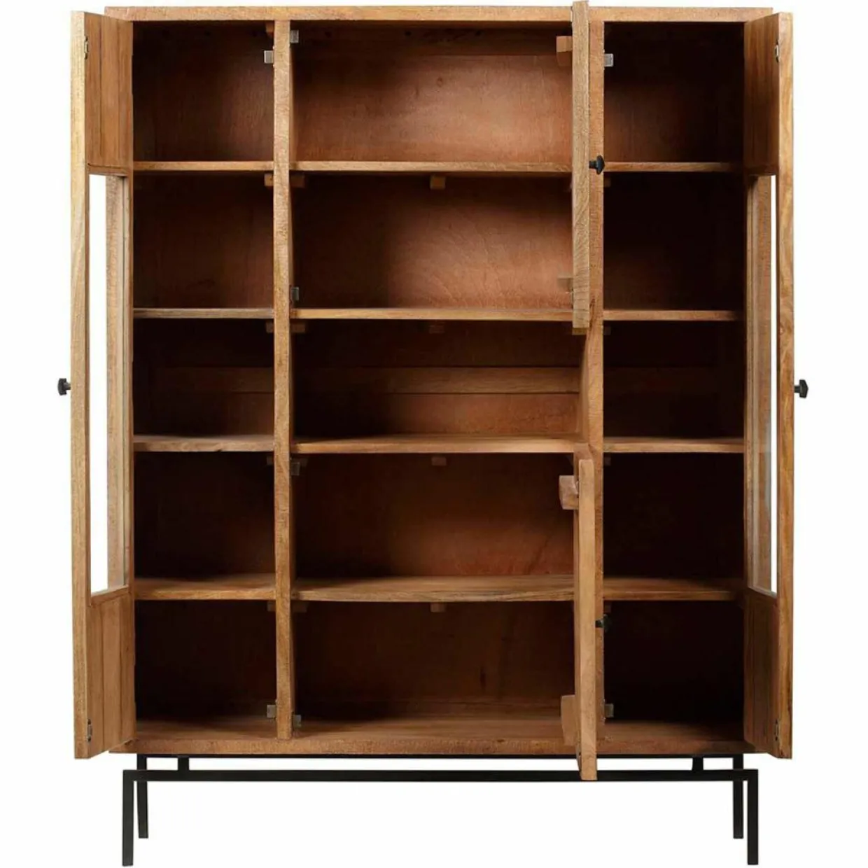 Bois & Chiffons Meubles De Rangement^Bibliothèque 4 portes manguier sculpture naturel - 12x40x155 cm