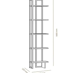 Bibliothèque Alice chêne/noir - 45x180x22 cm-Wooden Art Best