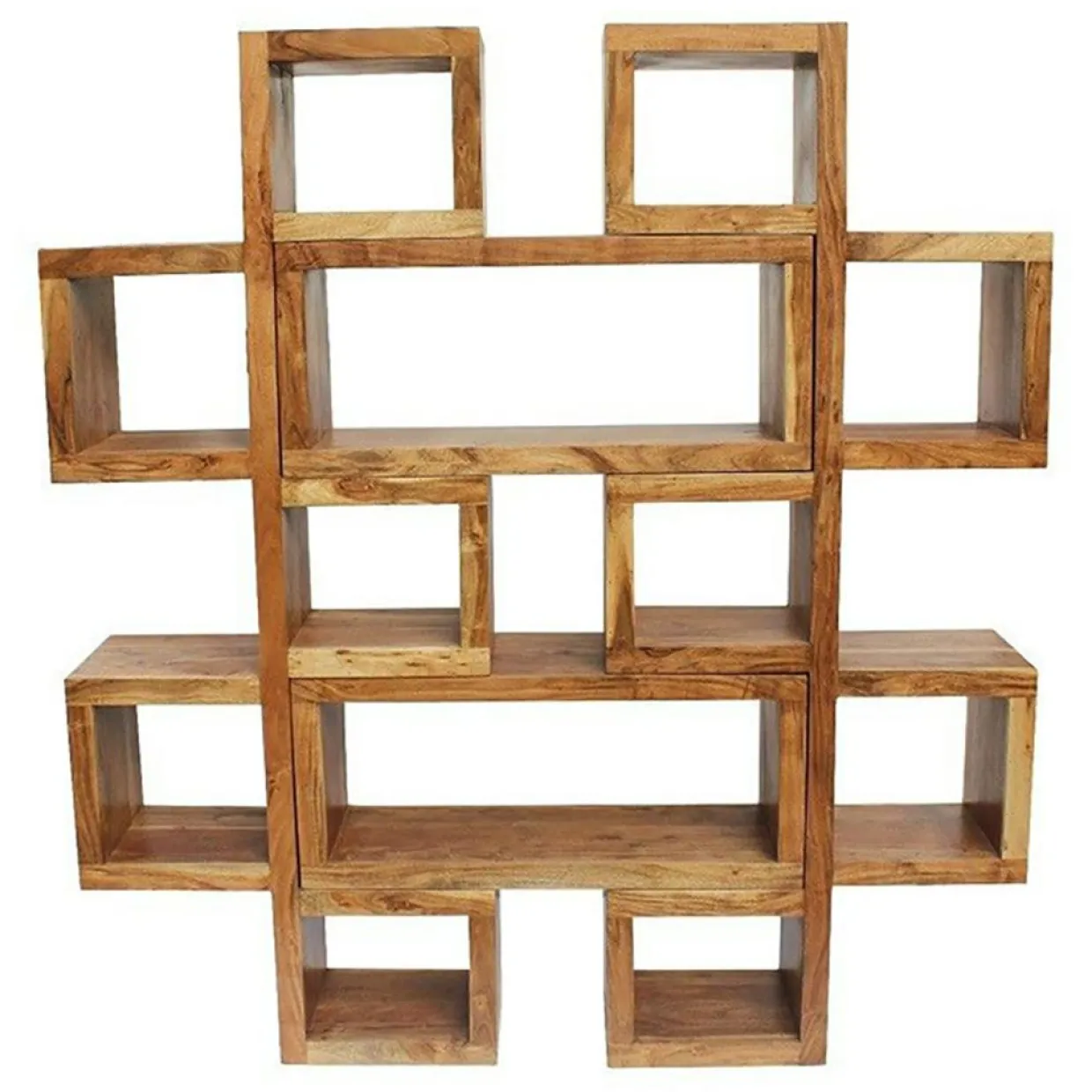 Bibliothèque asymétrique acacia greco miel - 75x30x185 cm-Bois & Chiffons New