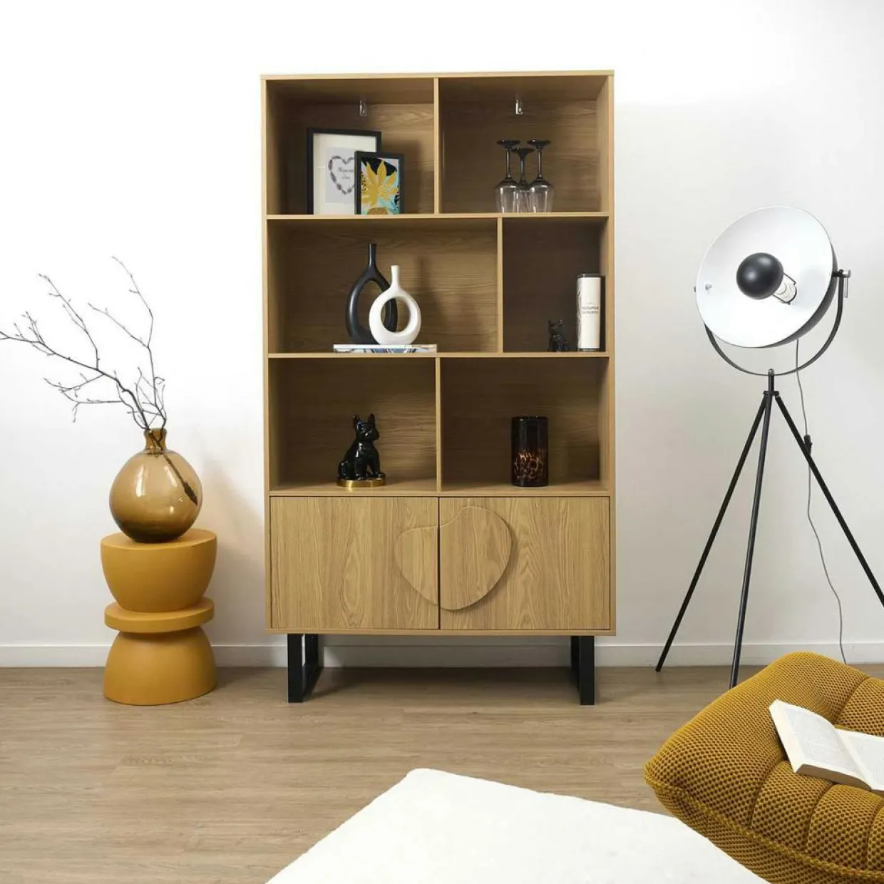 Home Deco Factory Etagères^Bibliothèque Calypso marron/noir - 100x35x180 cm