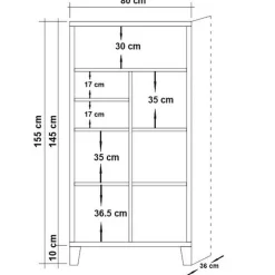 Bibliothèque Marina Flora marron - 80x155x36 cm-Wooden Art Outlet