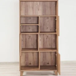 Bibliothèque Marina Flora marron - 80x155x36 cm-Wooden Art Outlet