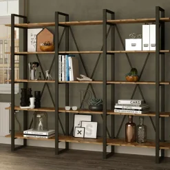 Bibliothèque ML4 marron - 219.6x34x180 cm-Wooden Art Best