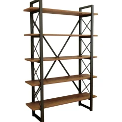Bibliothèque nero noyer/noir - 100x180x24 cm-Wooden Art Clearance