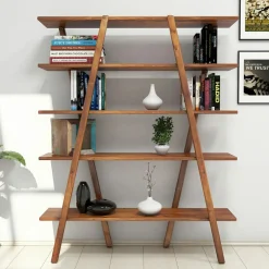 Bibliothèque perla noisette - 148x120x30 cm-Wooden Art Best