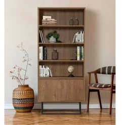 Wooden Art Etagères^Bibliothèque Rea noir/marron - 80x36x182 cm