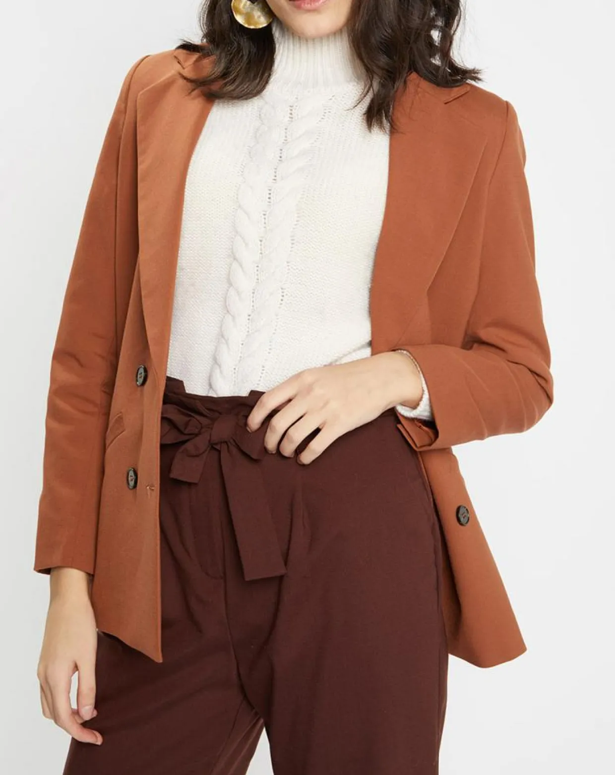 Blazer croisé en Laine mélangée Celeste marron-Galeries Lafayette Clearance