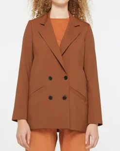 Blazer croisé en Laine mélangée Celeste marron-Galeries Lafayette Clearance