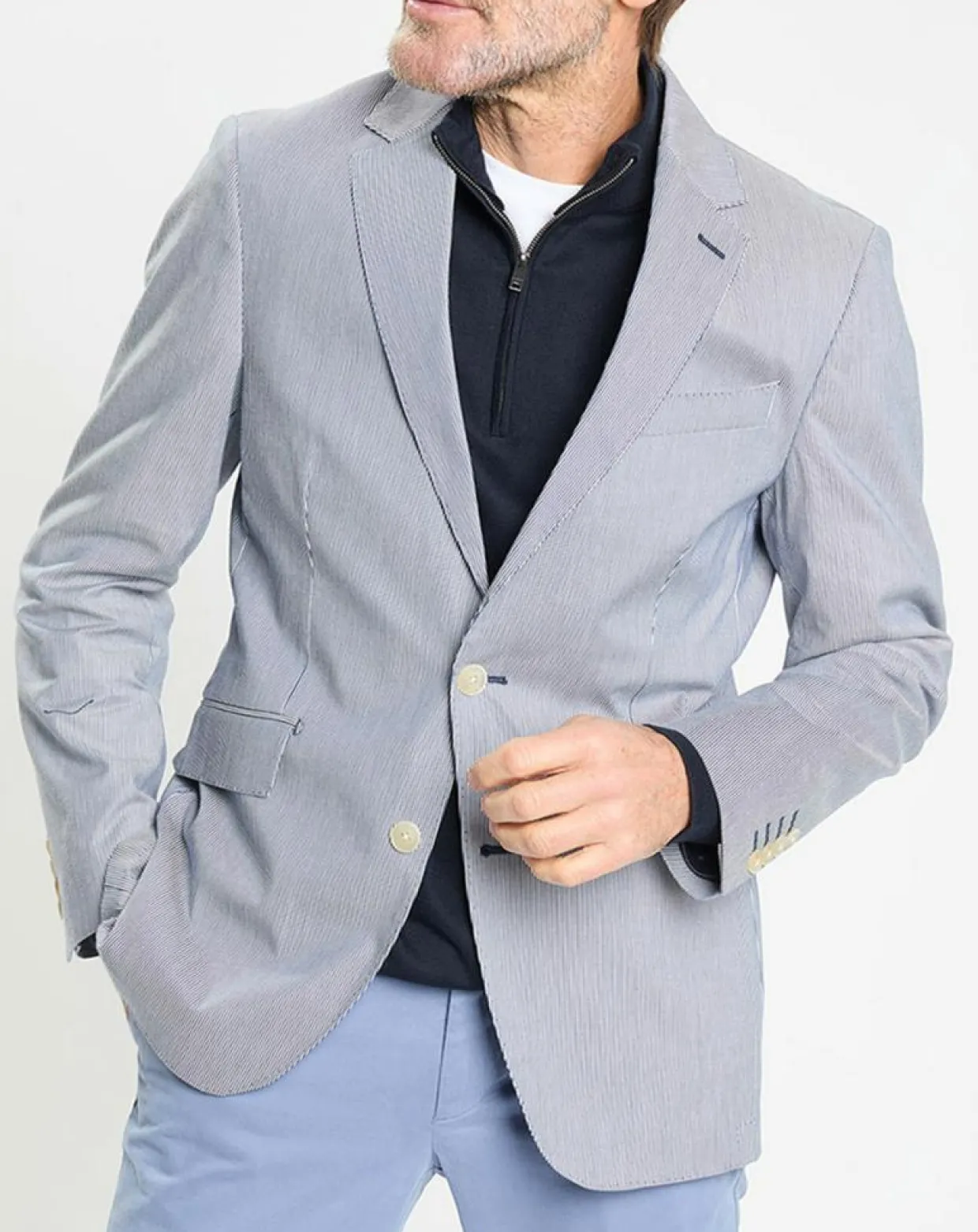Homme Hackett London Vestes, Blousons^Blazer en Coton & Lin Milleraie bleu/blanc